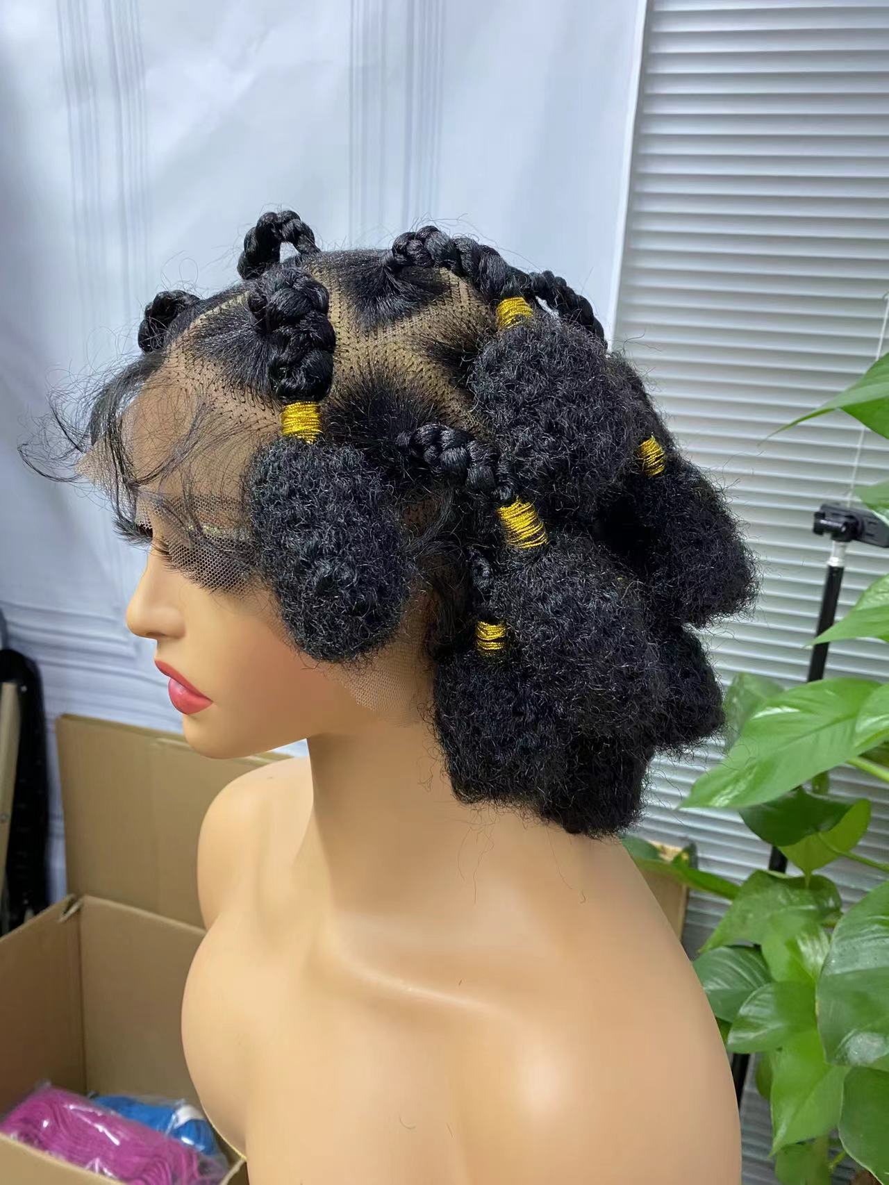 Bnatu Knots braided wig Synthetic Hair full lace wig Braiding wig