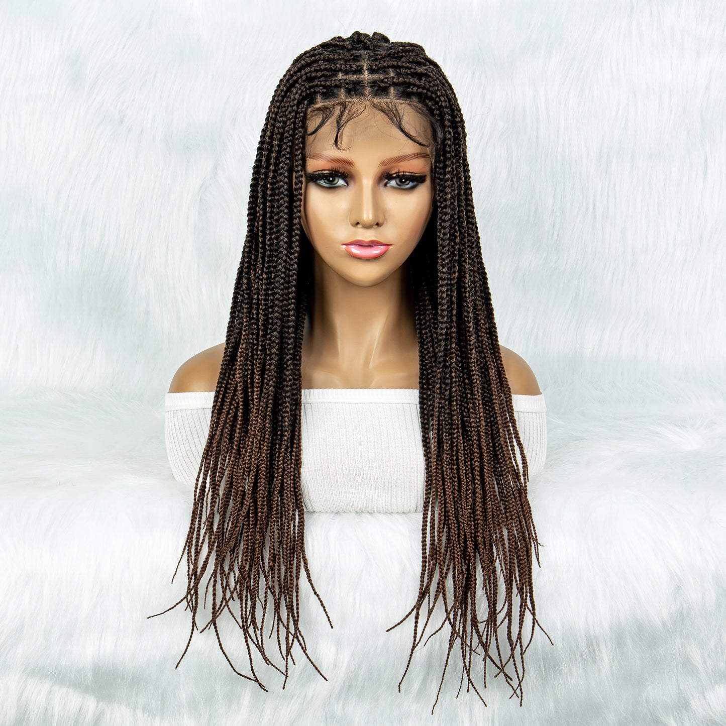Full Lace Braided Wigs Box Braided Wig with Baby Hair Ombre Red Blue Pink Purple Braided Wig for Black Women