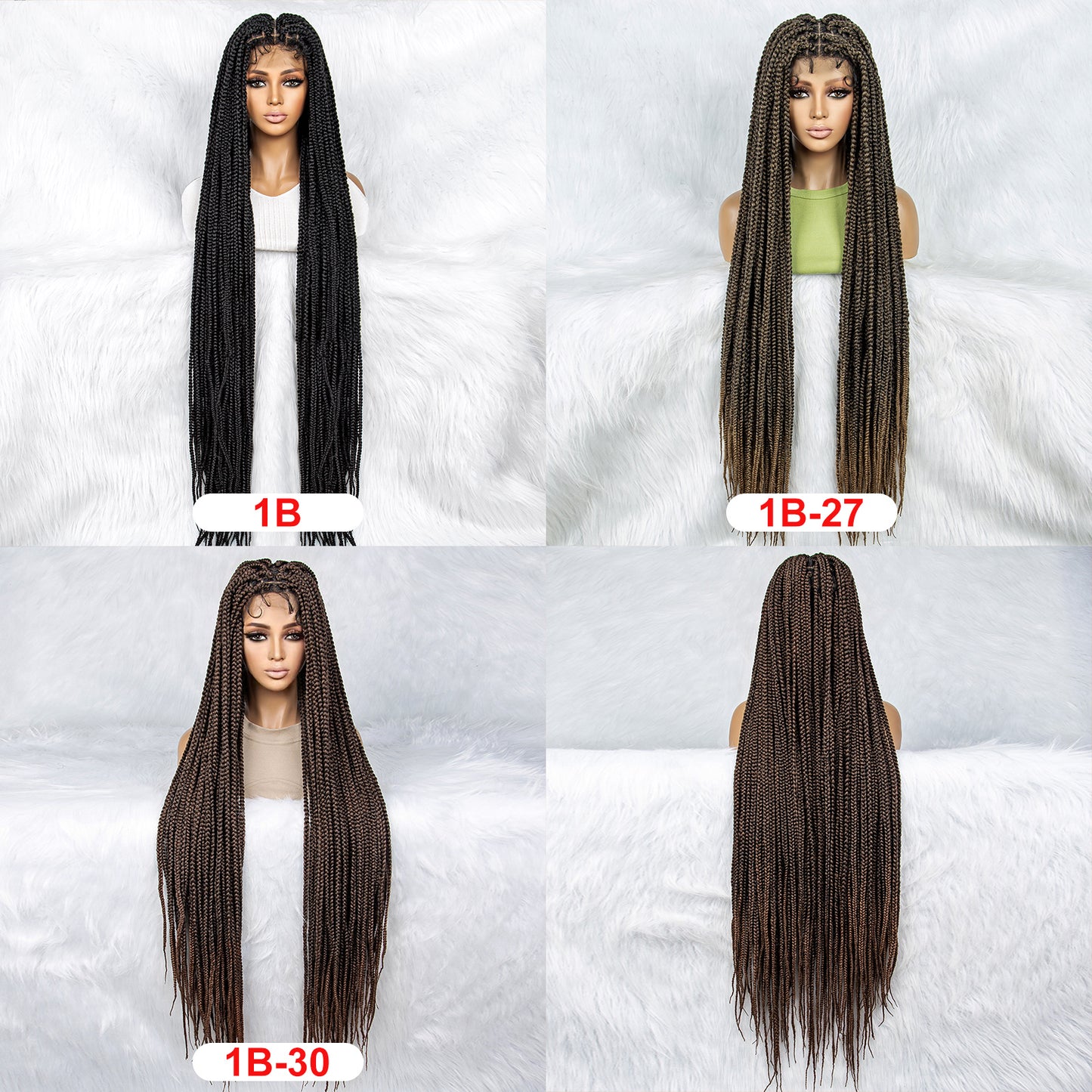 40Inches Super Long Braids Lace Front Braided Wig with Baby Hair Box Braided Wigs Cornrow Braided wig for Black Women Full Lace Long Braided Wig Fake Scalp Heat Resistant