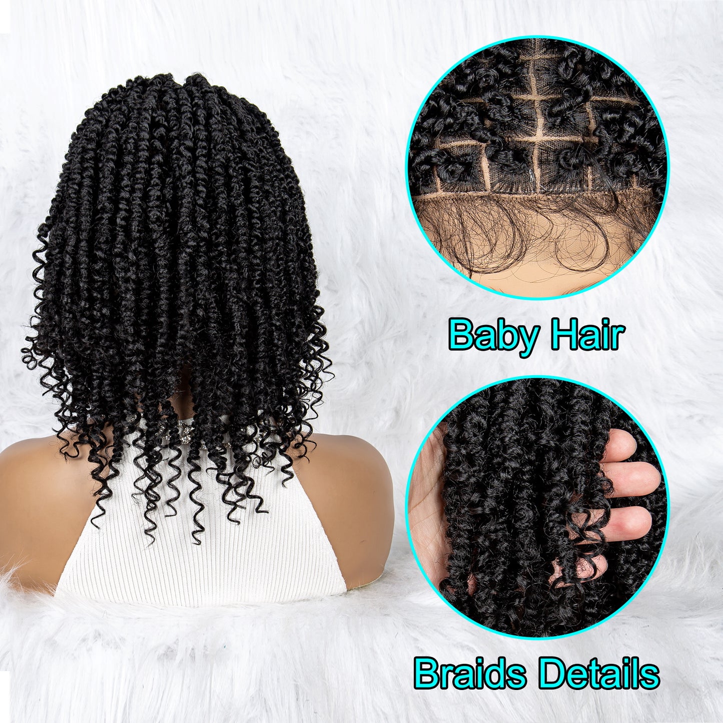 Braided Wigs Knotless Synthetic Lace Front Full Lace Wigs Medium Length Deep Curly Braided Wigs