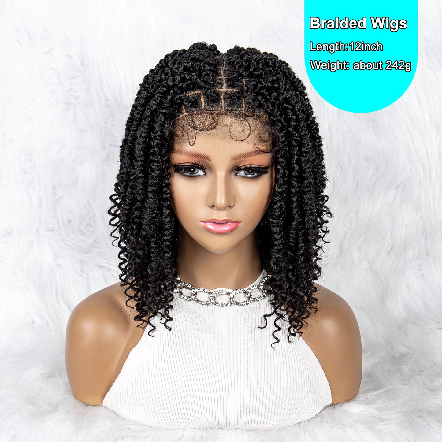 Braided Wigs Knotless Synthetic Lace Front Full Lace Wigs Medium Length Deep Curly Braided Wigs
