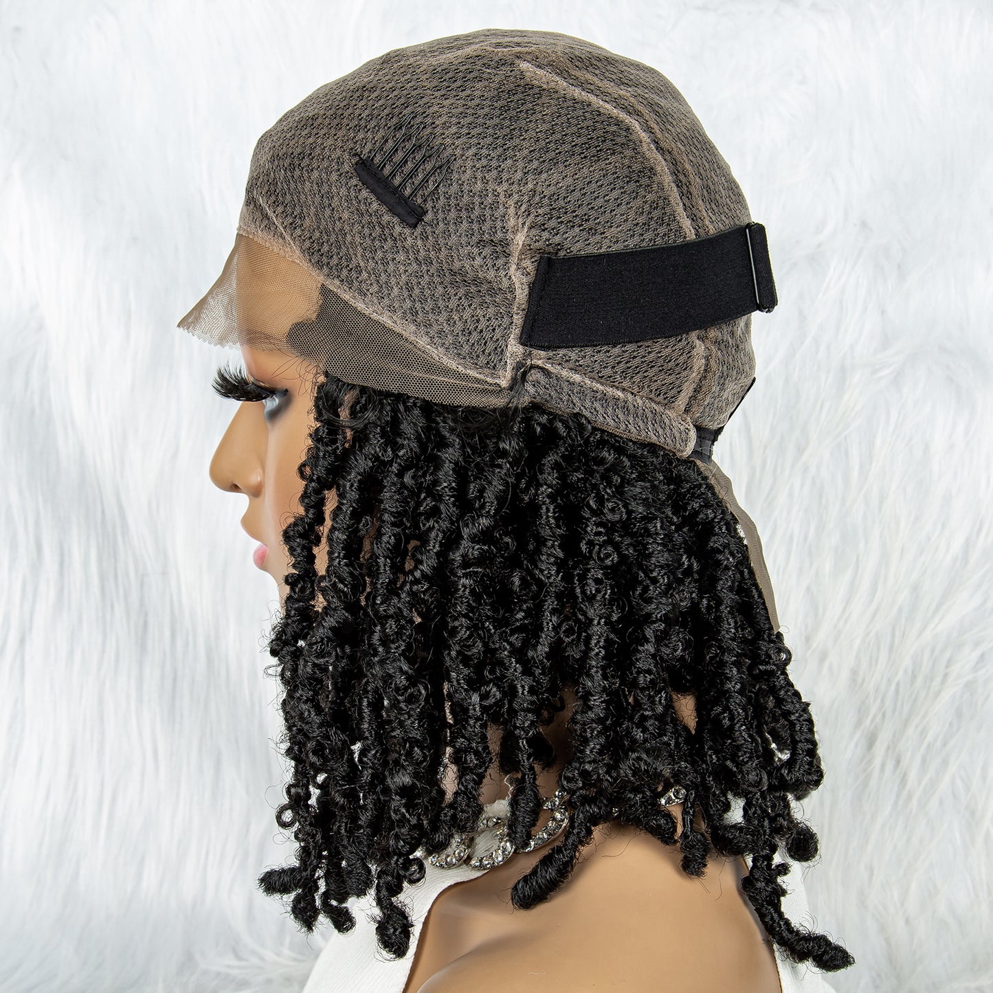 034 Synthetic full lace braiding Butterfly BOB locs wig $59