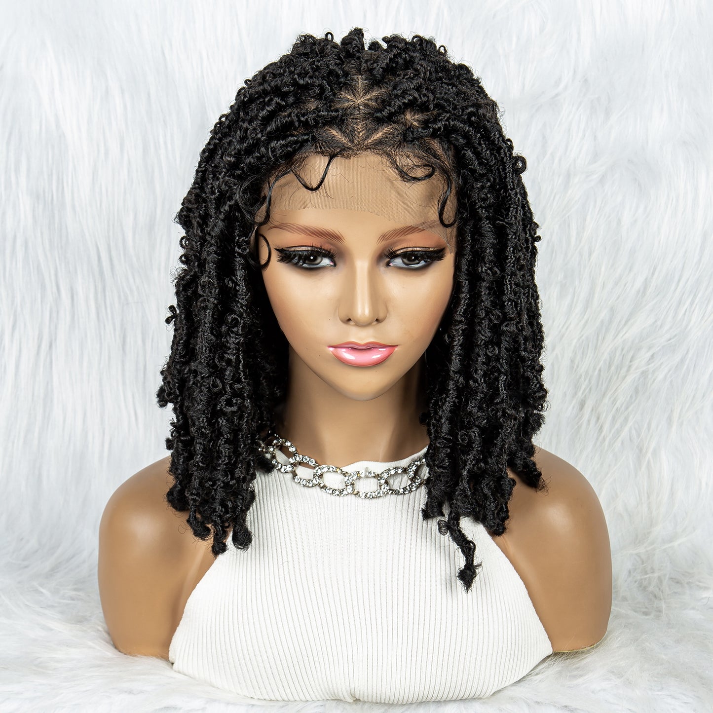 034 Synthetic full lace braiding Butterfly BOB locs wig $59
