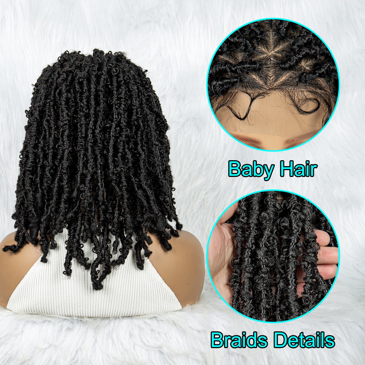034 Synthetic full lace braiding Butterfly BOB locs wig $59