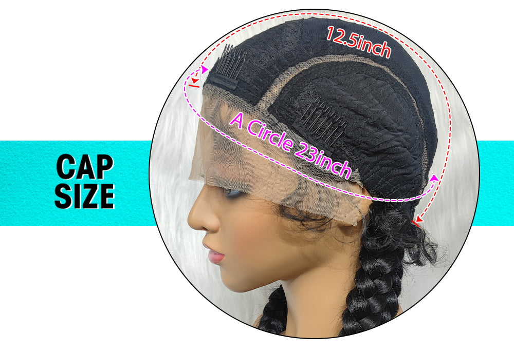 360 Lace Front Long Box Braided Wig 37 Inches Cornrow Braids Wigs 4 Braids Synthetic Knotless Box Braids Lace Front Wigs for Black Women