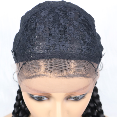 Synthetic Lace Wigs 24 Inches Medium Long Knotless Braided Wigs With Baby Hair 5tracks