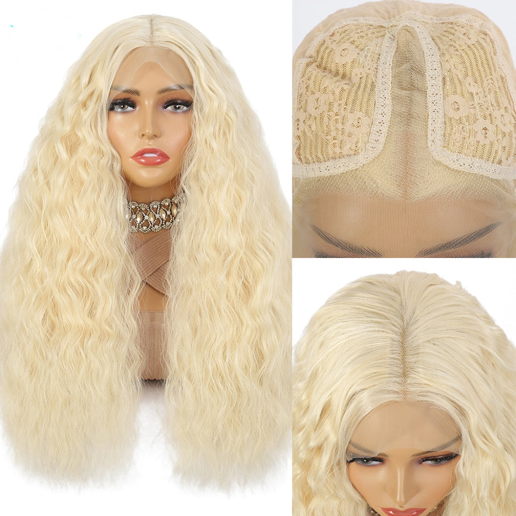 New In 613# Blonde Transparent T Part Lace Synthetic Wig Water Wave