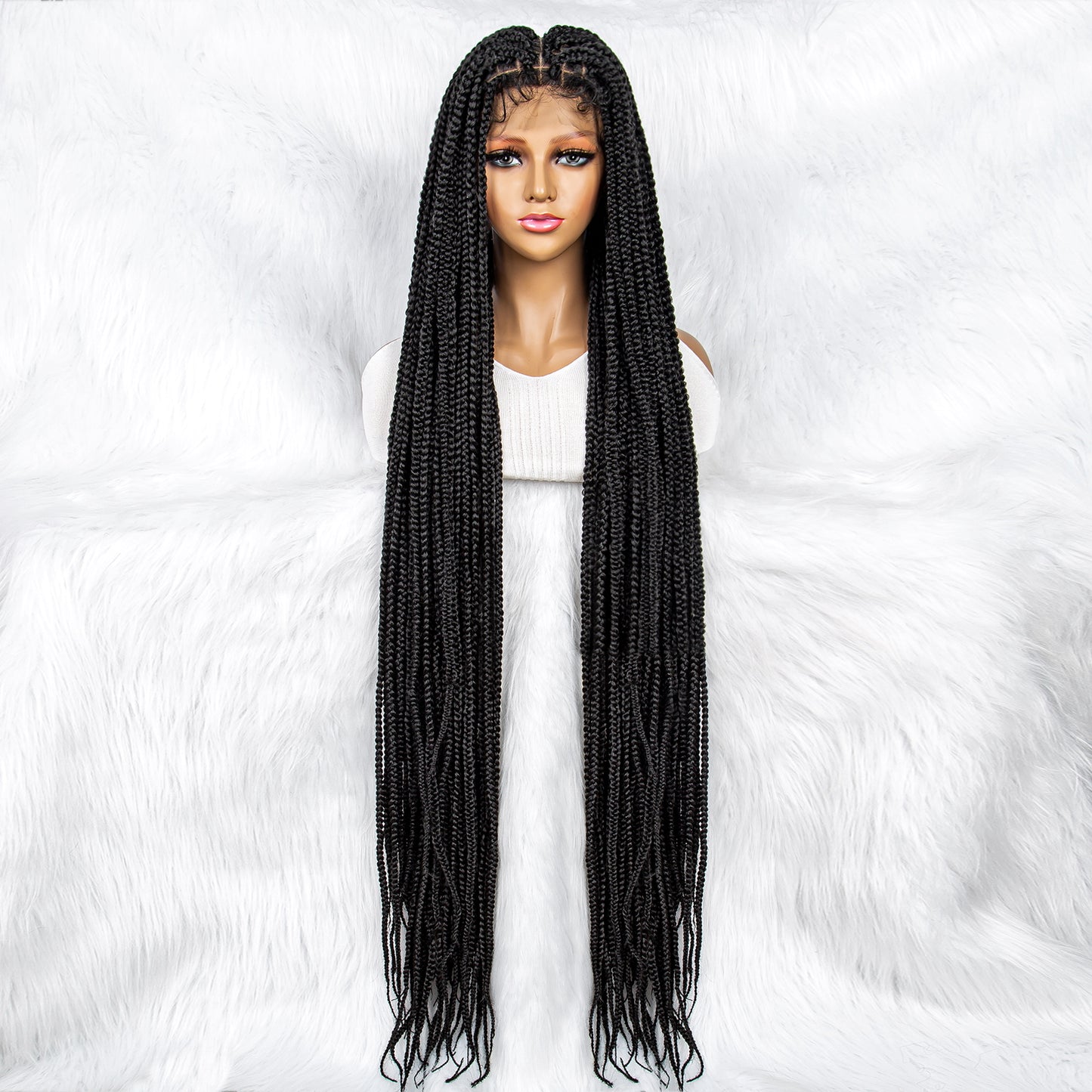 028 40 inch Full lace wig Braided Wigs for Black Women Synthetic Lace Front Wig Knotless Box Braids Wig With Baby Hair Full Lace Cornrow Braided Wigs