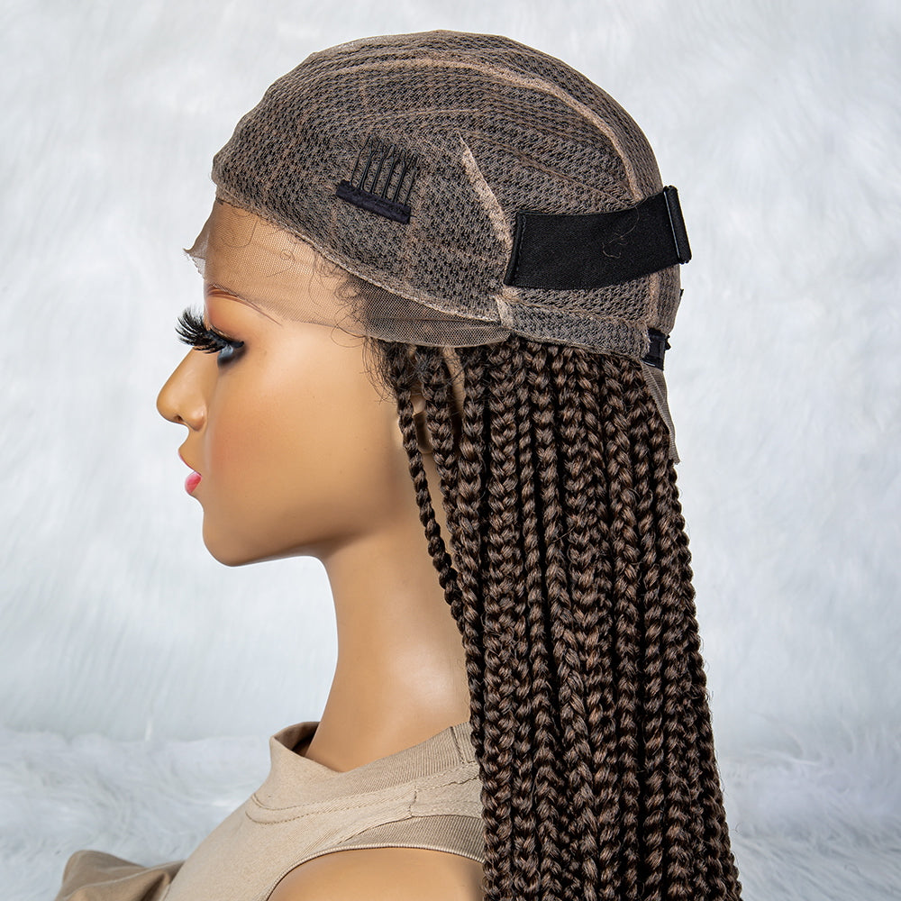 028 40 inch Full lace wig Braided Wigs for Black Women Synthetic Lace Front Wig Knotless Box Braids Wig With Baby Hair Full Lace Cornrow Braided Wigs