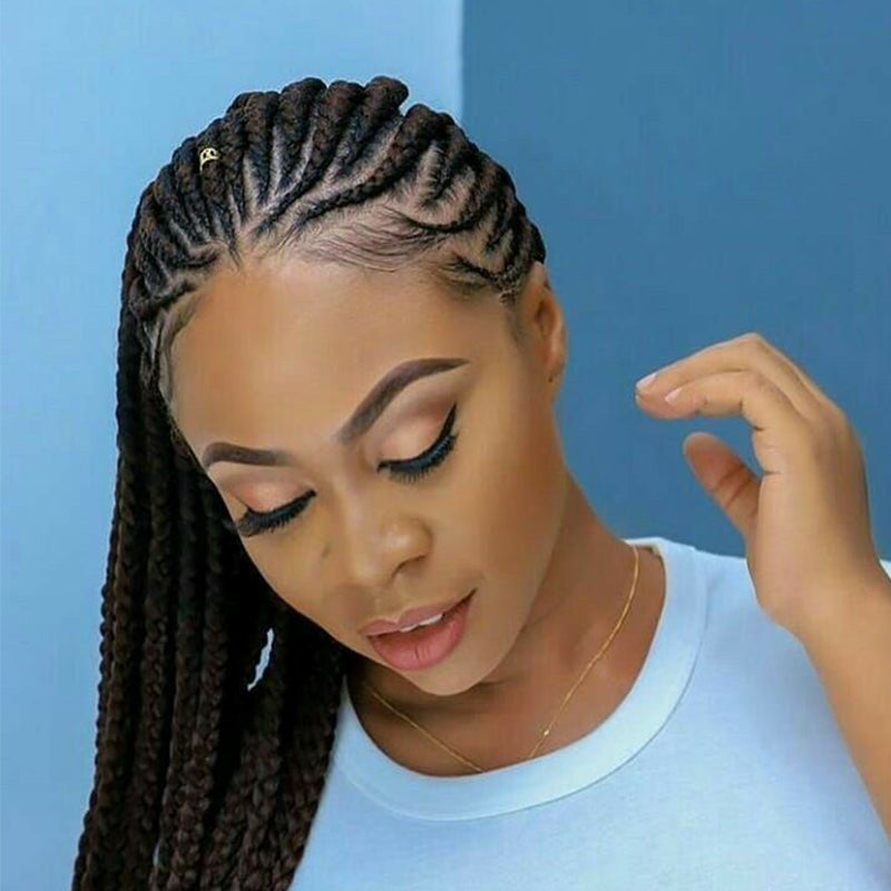 New Arrival 13x6 Lace Front Braids Wig Flash Sale Synthetic Wigs With Baby Hair JJW-1