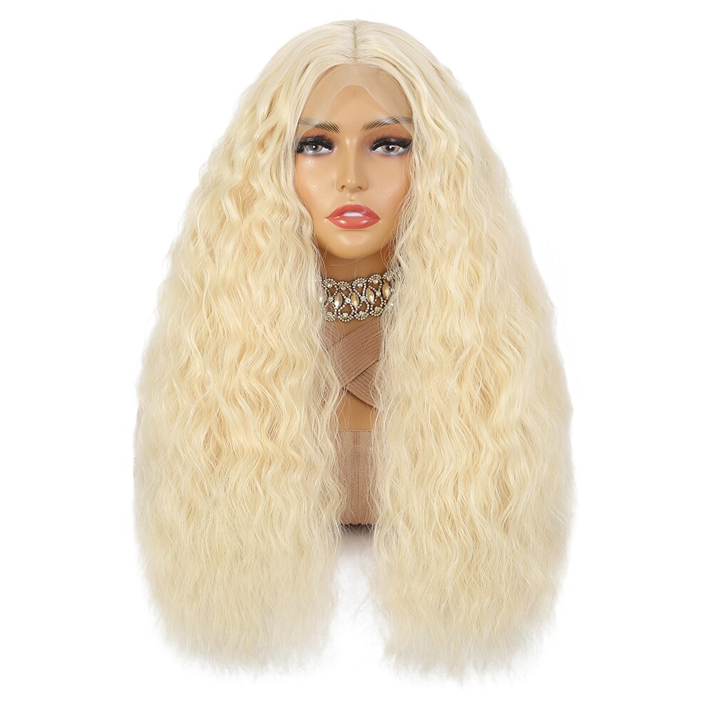 New In 613# Blonde Transparent T Part Lace Synthetic Wig Water Wave