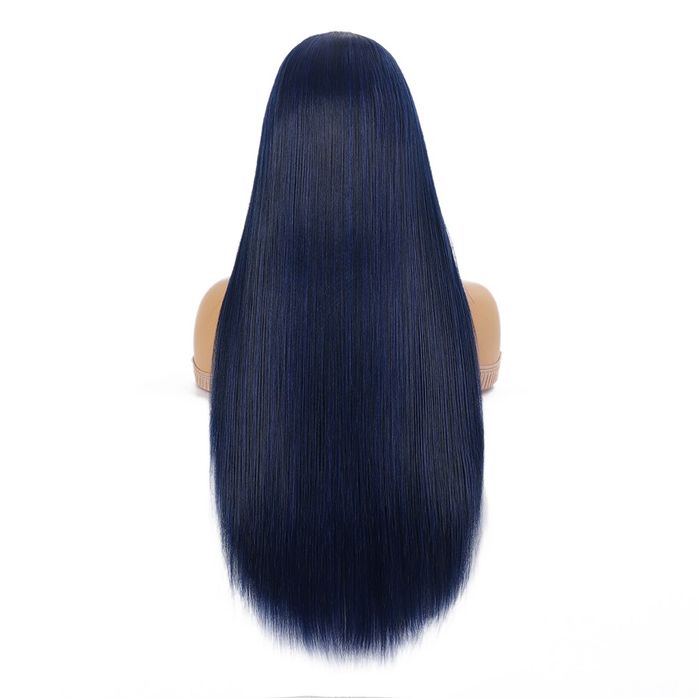 NEW IN Blue Straight Synthetic Lace Wig T Part Lace Wigs 28 inches