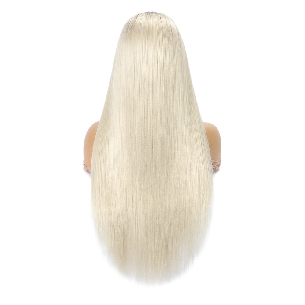 Hot Sales Blonde Straight T Lace Synthetic Wig Pre Plucked Baby Hair Wigs #613