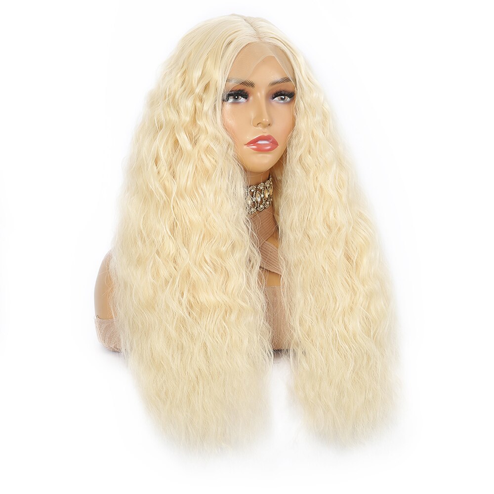 New In 613# Blonde Transparent T Part Lace Synthetic Wig Water Wave
