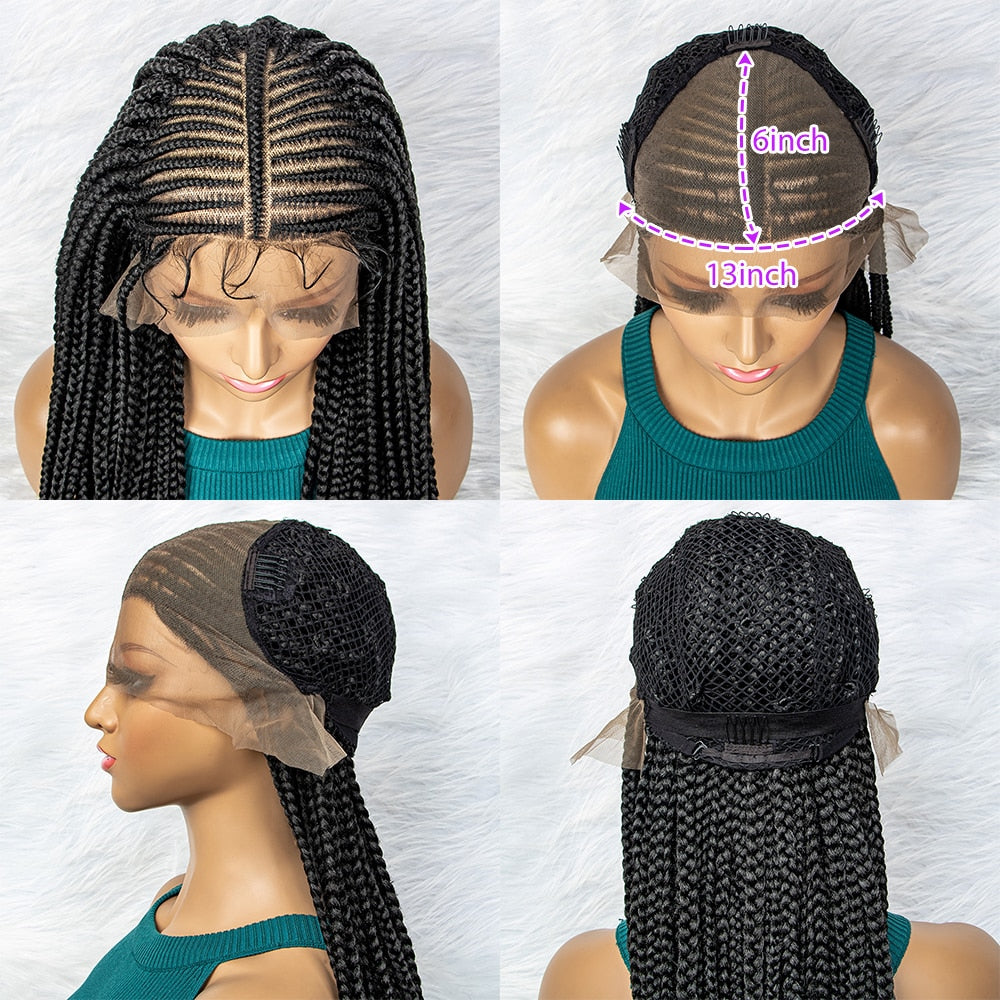 New Arrival 13x6 Lace Front Braids Wig Flash Sale Synthetic Wigs With Baby Hair JJW-1