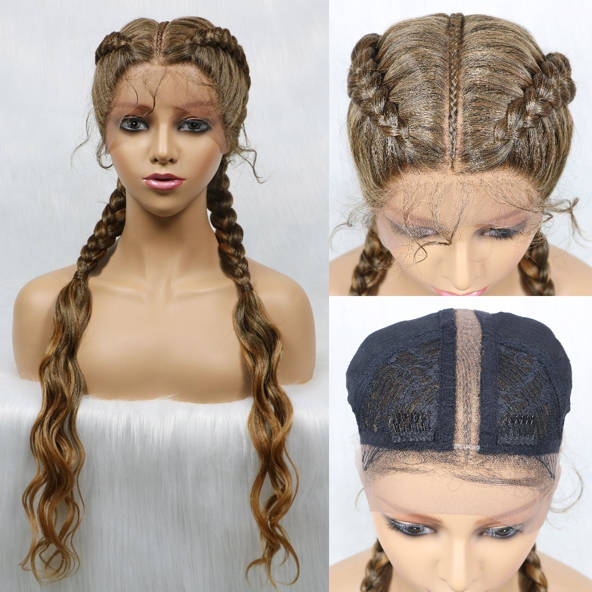 28'' Synthetic Cornrow Braids Wig Natural Wave Hair Flash Sale With Baby Hair