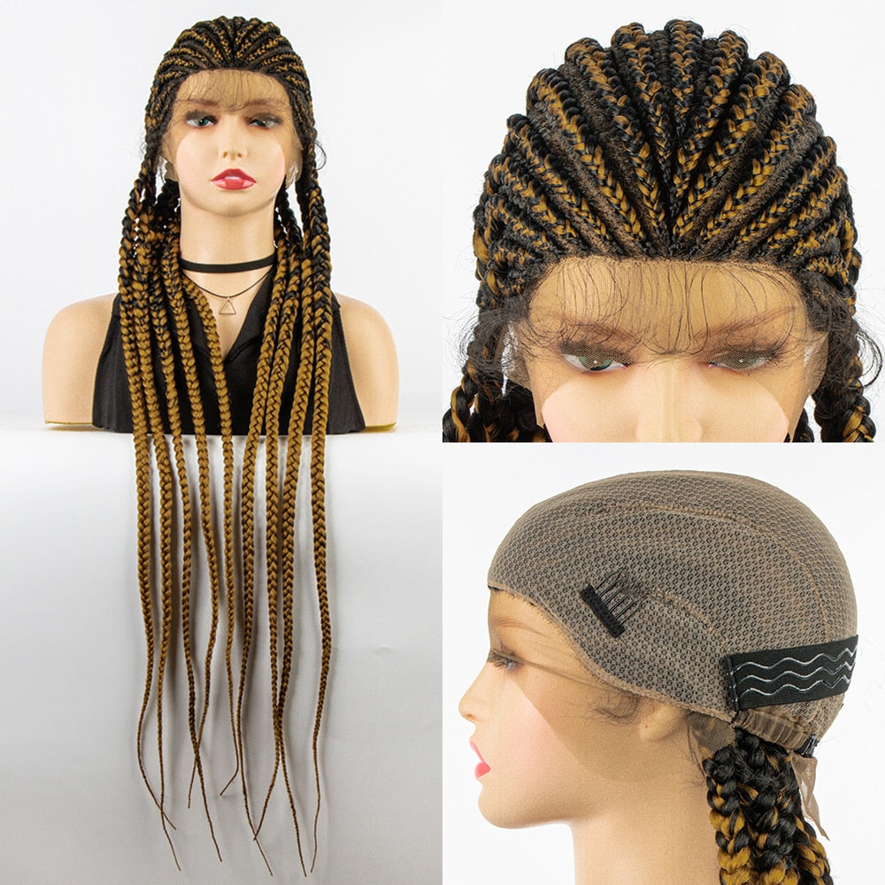 Flash Sale Cornrow Box Braids Wig Full Lace Wigs Synthetic