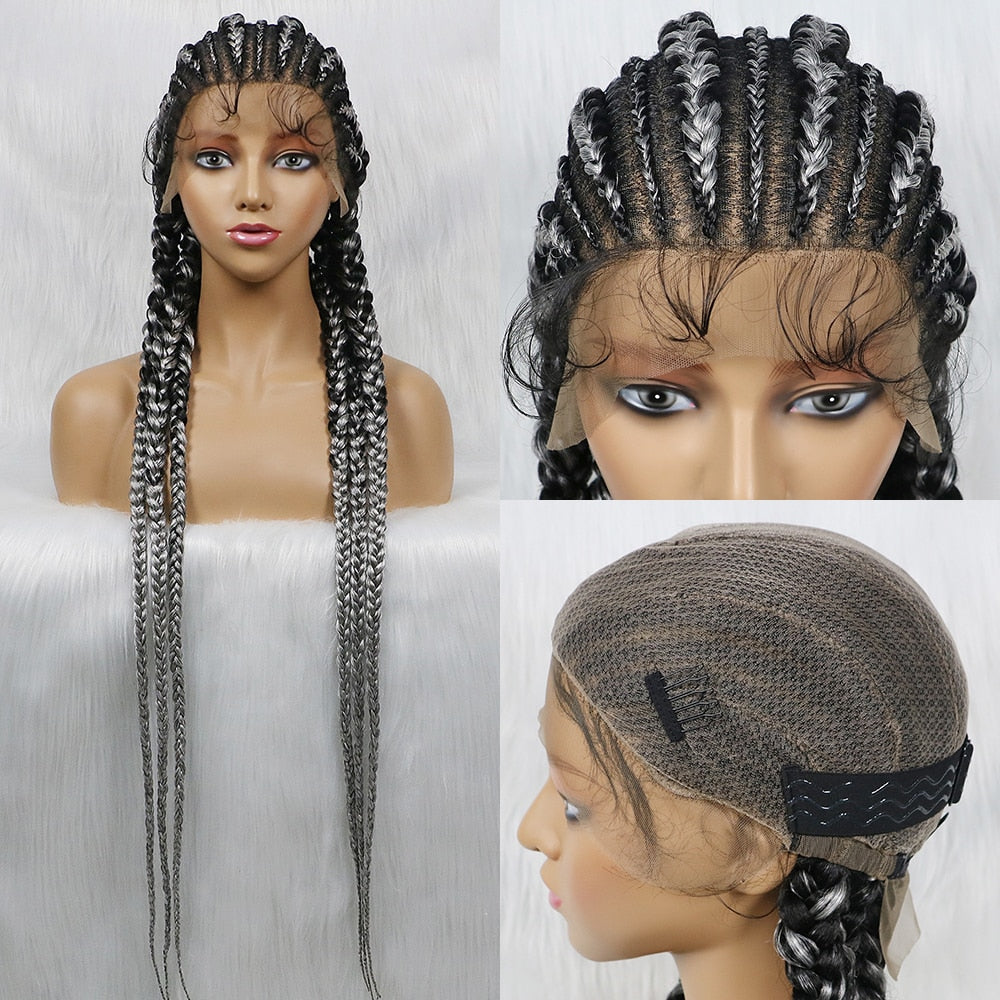 NEW 38 inches Synthetic Full Lace Box Braids Wig for Black Women 6tracks