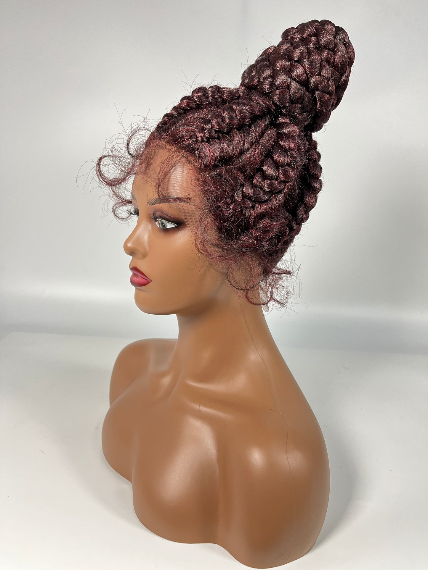 High Bun Style Cornrow Braided Wigs Hair Natural Lace Braiding Wigs