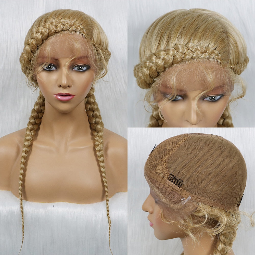 Braided Wigs With Baby Hair Dutch Cornrow Box Braid Hot Sale