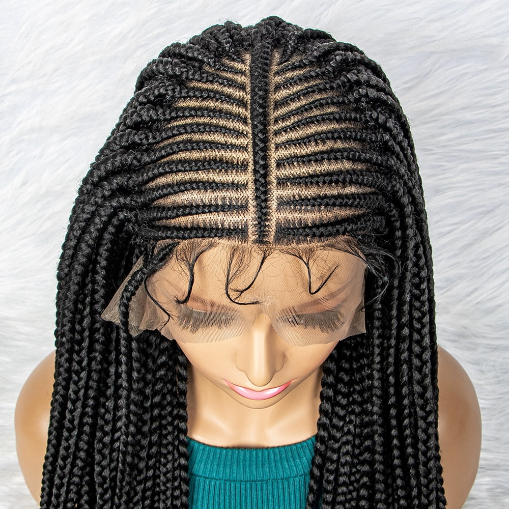 New Arrival 13x6 Lace Front Braids Wig Flash Sale Synthetic Wigs With Baby Hair JJW-1