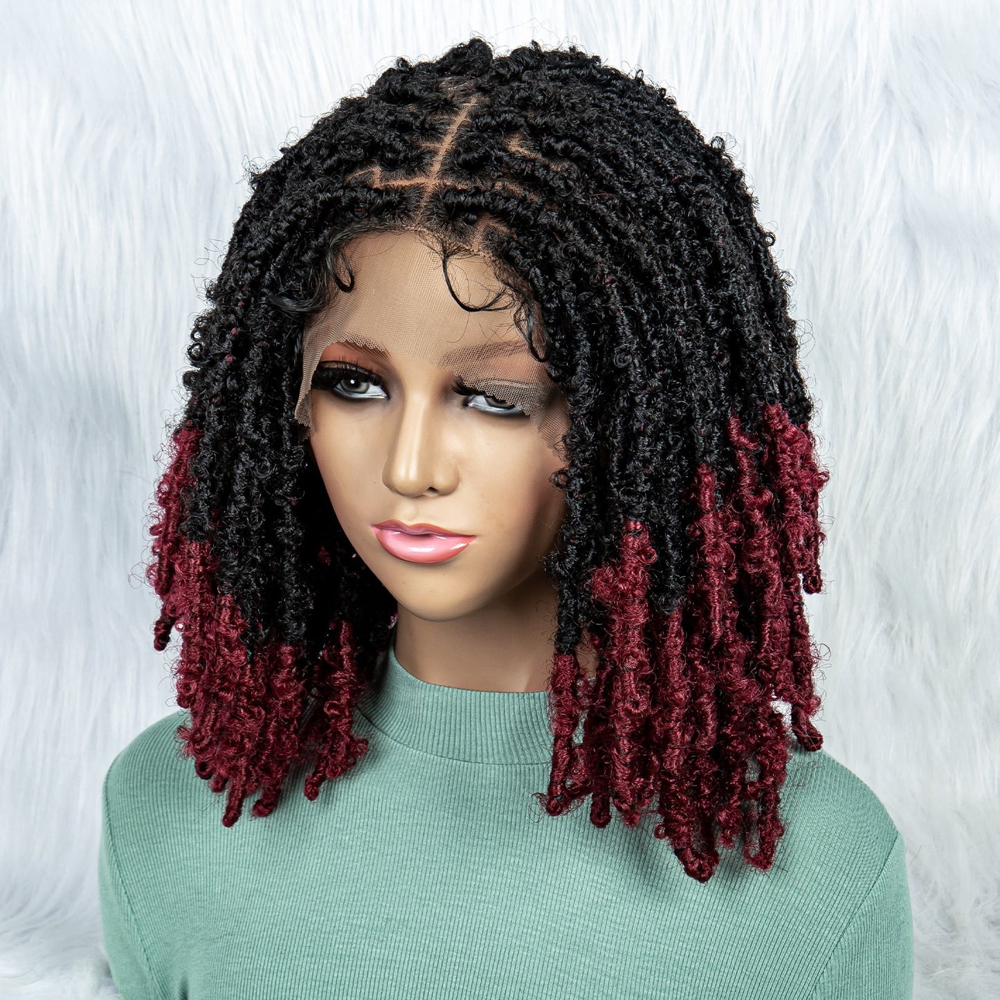 009 # 14 inches Short Locs Wigs for Black Women Men Afro Curly Synthetic Wig