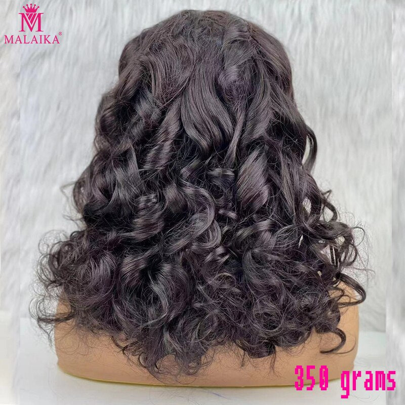 Malaika Hair Raw Human hair Bouncy Curly 350 Grams Heavy Customized Full Wig Brazilian 24inch Big 13x4 Lace Frontal Wig