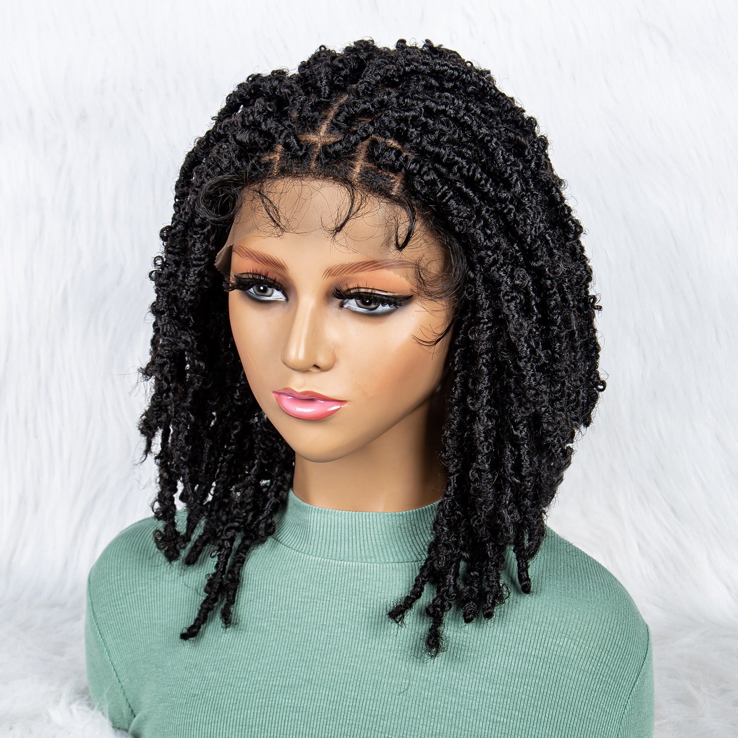 009 # 14 inches Short Locs Wigs for Black Women Men Afro Curly Synthetic Wig