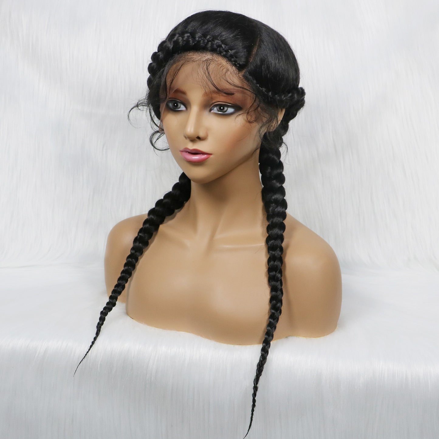 Braided Wigs With Baby Hair Dutch Cornrow Box Braid Hot Sale