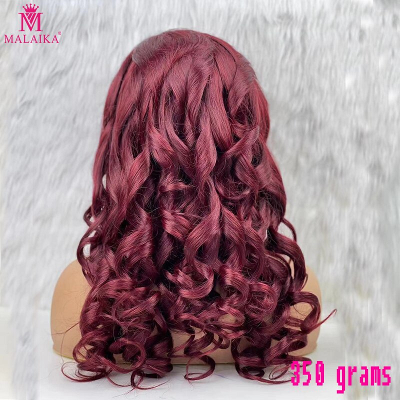 Malaika Hair Raw Human hair Bouncy Curly 350 Grams Heavy Customized Full Wig Brazilian 24inch Big 13x4 Lace Frontal Wig