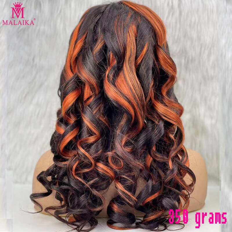 Malaika Hair Raw Human hair Bouncy Curly 350 Grams Heavy Customized Full Wig Brazilian 24inch Big 13x4 Lace Frontal Wig
