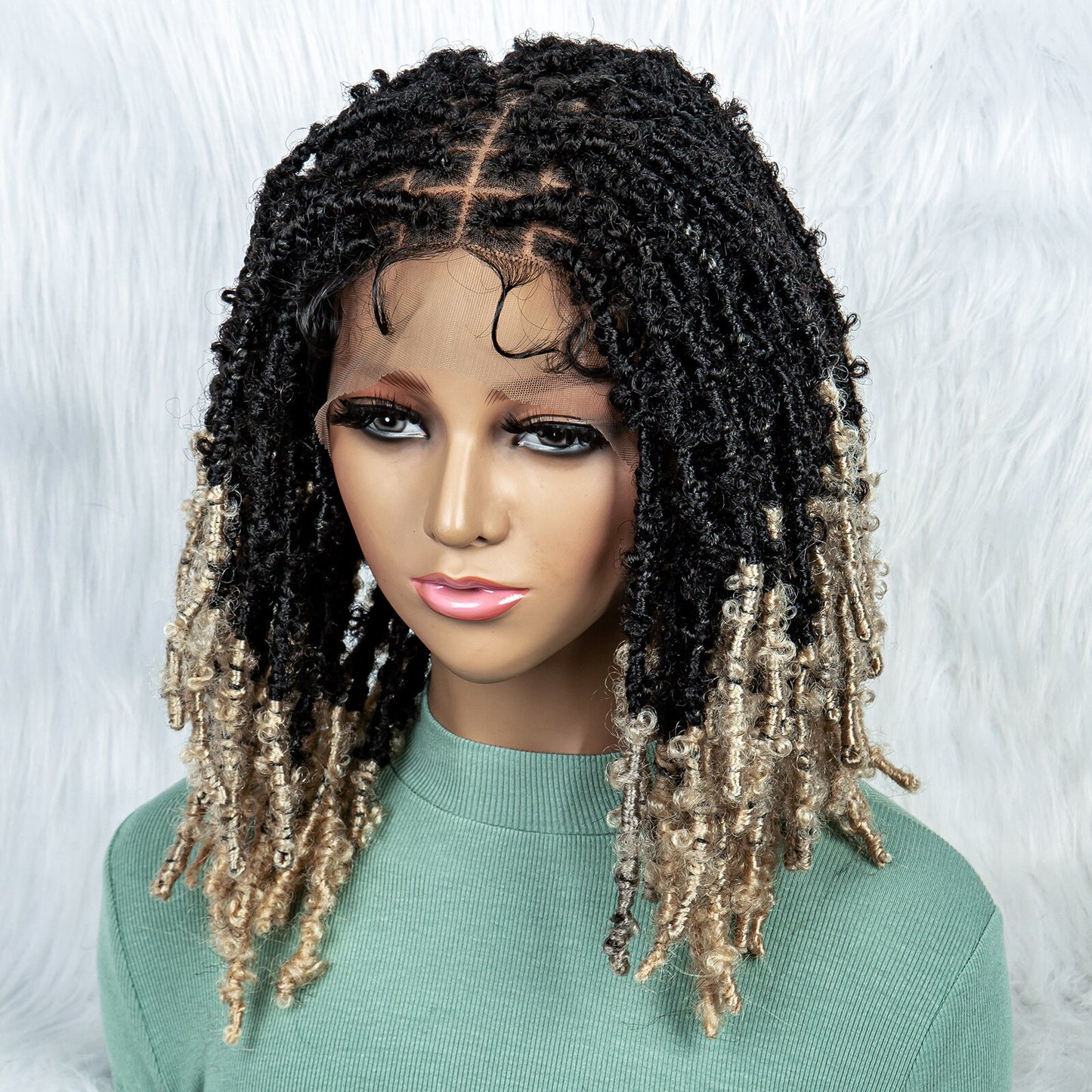 009 # 14 inches Short Locs Wigs for Black Women Men Afro Curly Synthetic Wig
