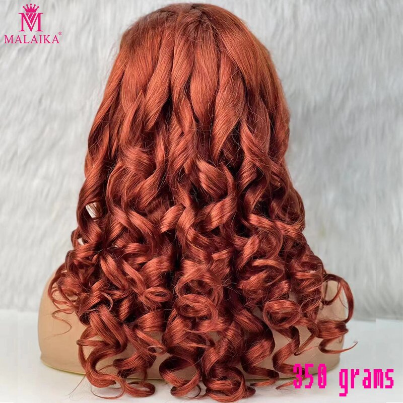 Malaika Hair Raw Human hair Bouncy Curly 350 Grams Heavy Customized Full Wig Brazilian 24inch Big 13x4 Lace Frontal Wig