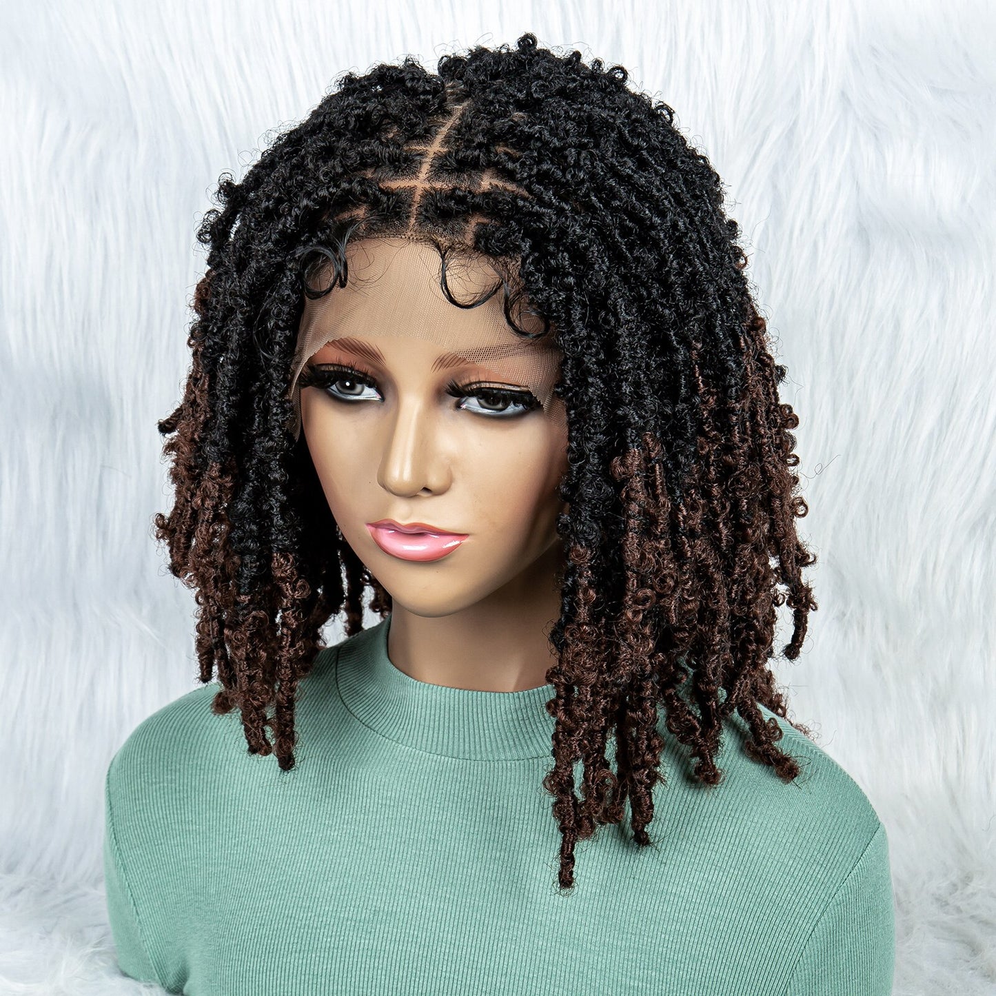 009 # 14 inches Short Locs Wigs for Black Women Men Afro Curly Synthetic Wig