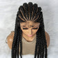 Long Braided Wigs 9 Braids Natural Colored Glueless Cornrow Big Braiding Briaid Synthetic Wig Pre Plucked For Women