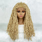 042 Synthetic Full Lace Braided Wig Locs Crochet Natural Braided Hair Artificial Wig Braid Long Curly Black Woman's Wig