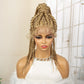 Synthetic Blonde Braid 8 Braids Wig Lace Front High Ponytails Lace Braids Wig With Baby Hair Lightweight Braid Wigs