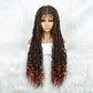 047 Synthetic Full Lace Braided Wigs Goddess Faux Locs Braids Wigs with Curly Ends for Black Women Knotless Box Braiding Hair Wigs