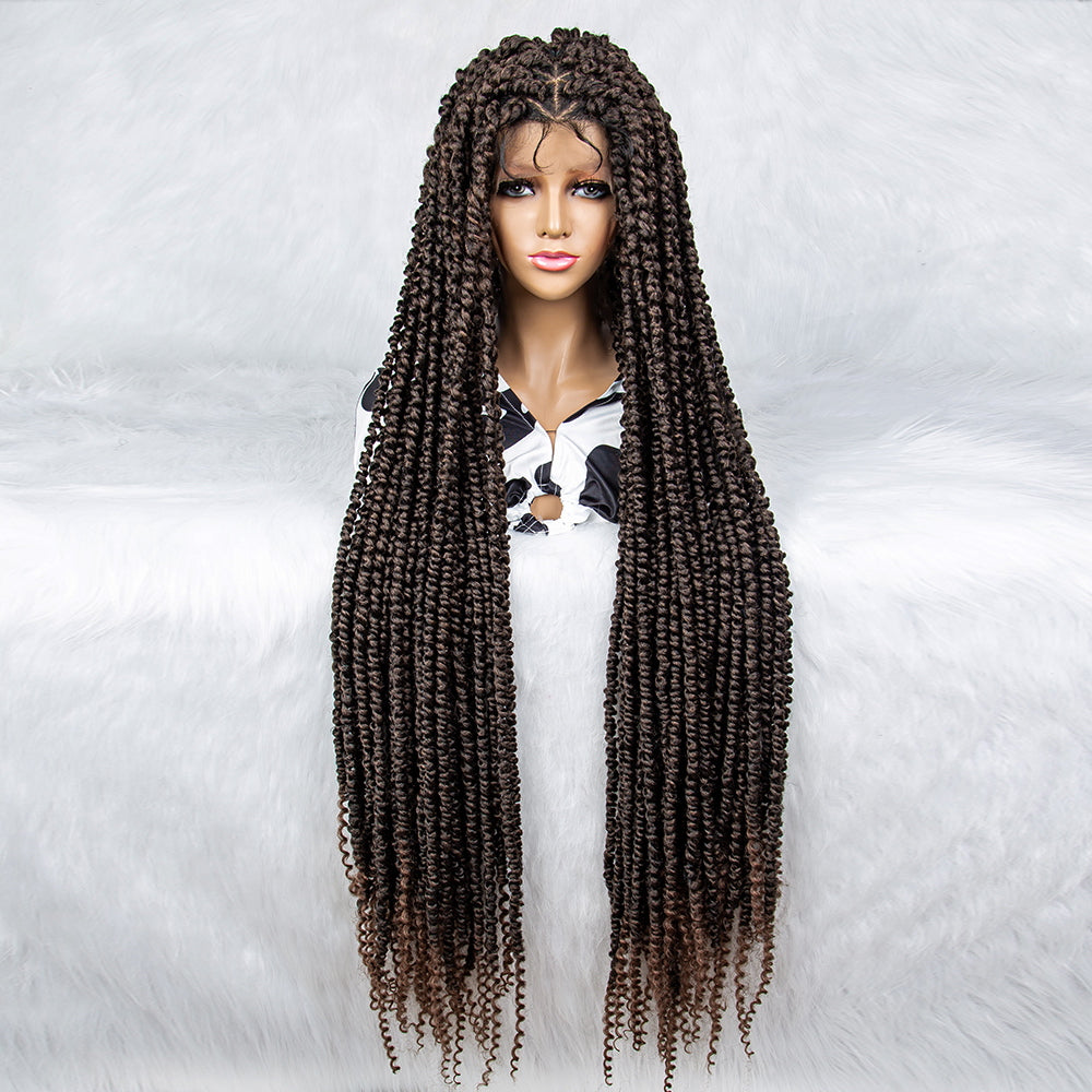 40Inches Lace Front Long Synthetic Braided Wigs with Baby Hair Cornrow Braiding Wig Full Lace Wig for Black Women daily use Micro Braid