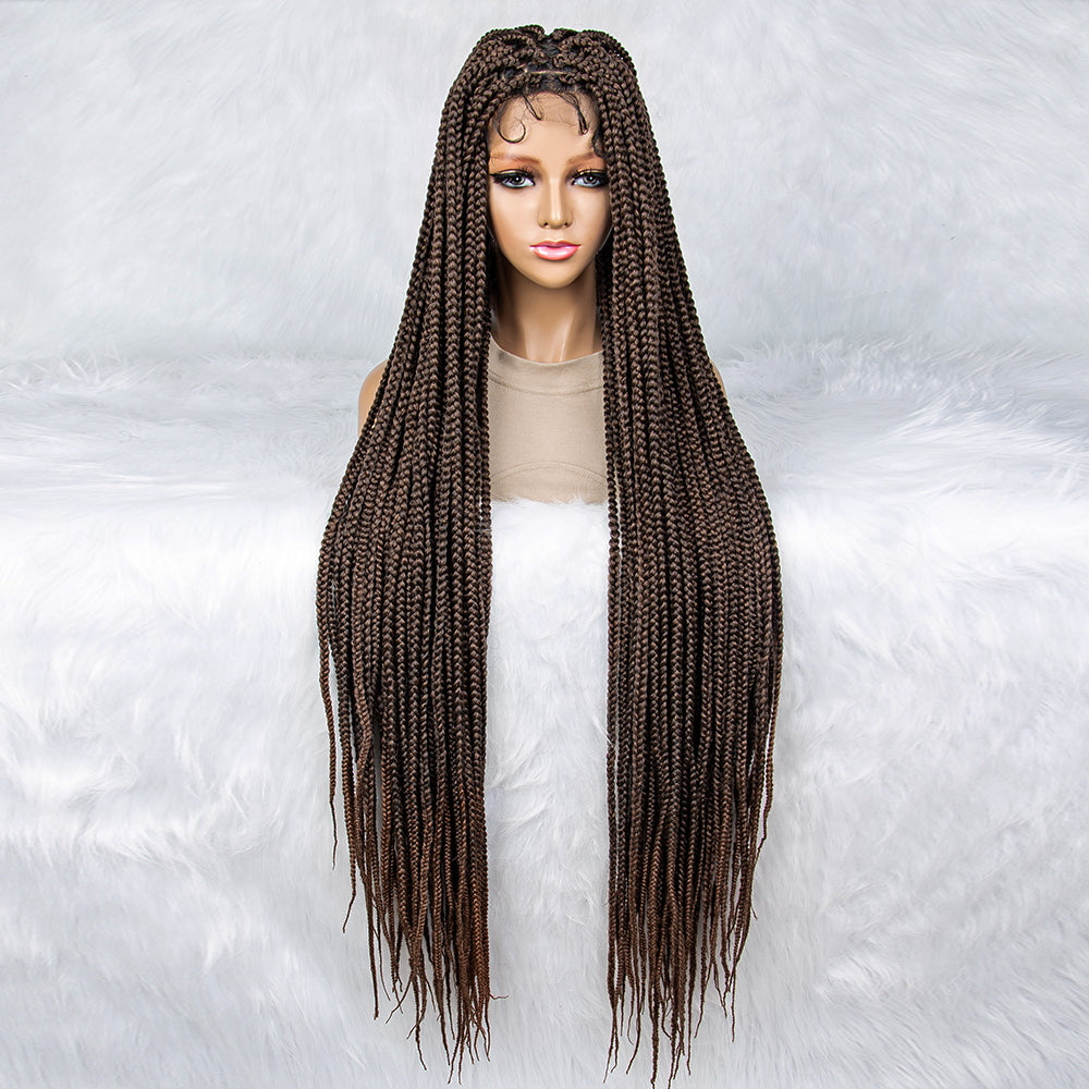 40Inches Super Long Braids Lace Front Braided Wig with Baby Hair Box Braided Wigs Cornrow Braided wig for Black Women Full Lace Long Braided Wig Fake Scalp Heat Resistant