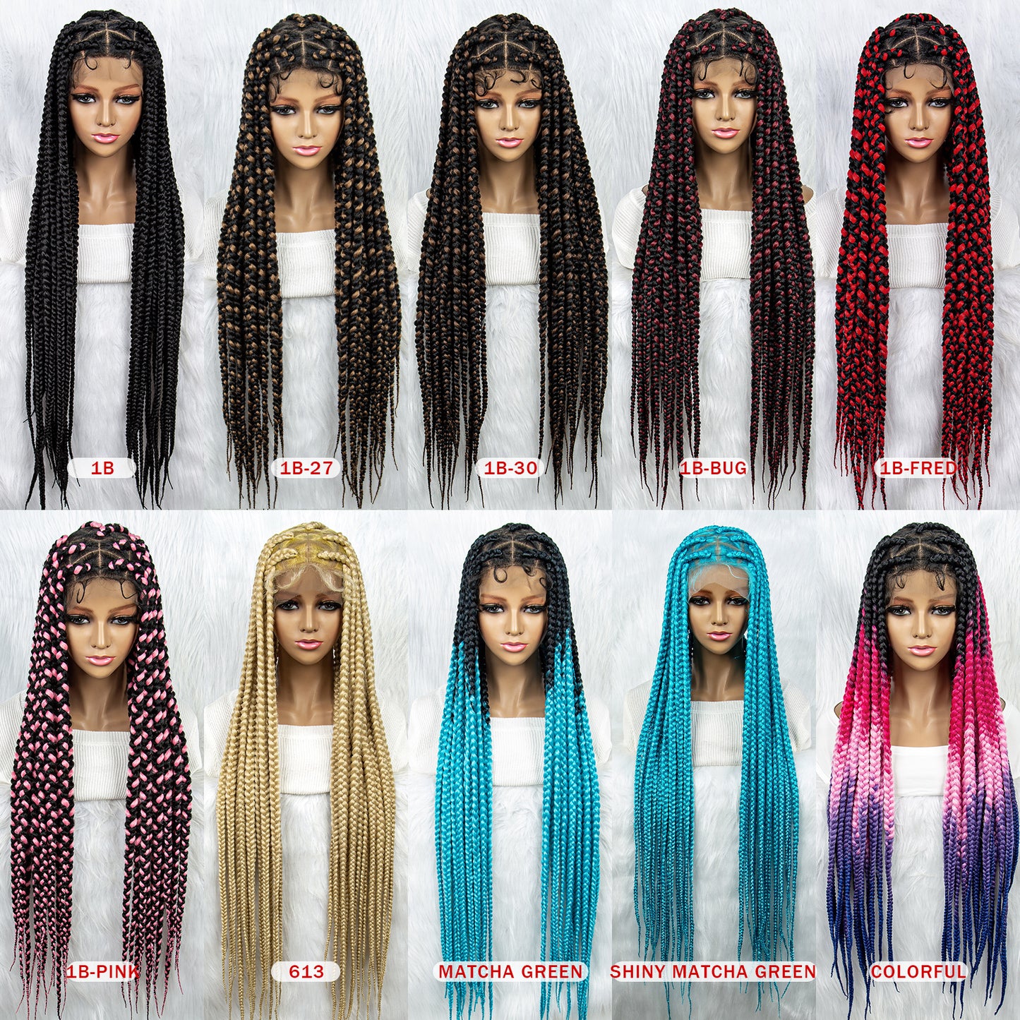 32Inches Long Synthetic Braided Wigs Full Lace Cornrow Braided Wig with Baby Hair Knotless Braided Wig for Black Women Daily Wear