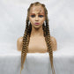 613 Colored Wig Full Lace Long Box Braided Wig Cornrow Braids Lace Wigs 5 Braids Synthetic 360 Knotless Box Braids Lace Front Wigs with Baby Hair for Black Women