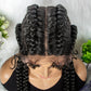 360 Lace Front Long Box Braided Wig 37 Inches Cornrow Braids  Wigs 4 Braids Synthetic Knotless Box Braids Lace Front Wigs for Black Women