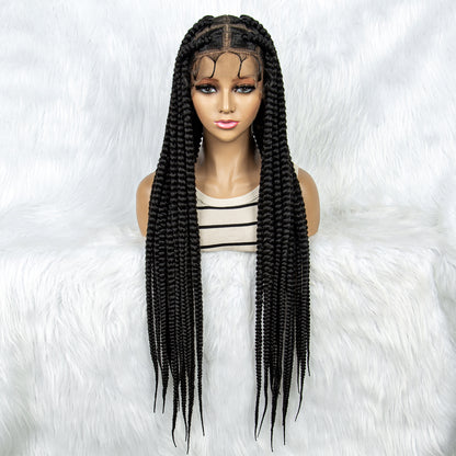 044 Synthetic Full Lace Big Knotless Box Braided Wigs for Women Lace Frontal Cornrow Braiding Wig with Baby Hair