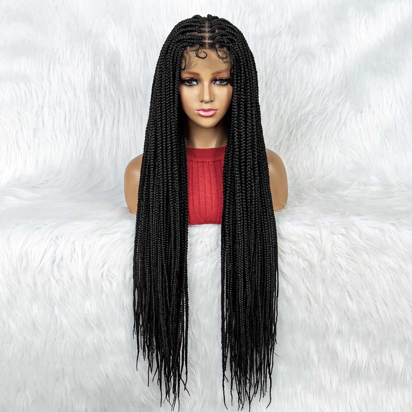 34Inches Long Full Lace Synthetic Knotless Braided Wigs with Baby Hair for Black Women Lace Frontal Cornrow Braiding Wigs Braided Wig for Black Women Daily Use