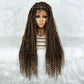 049 Box Braided Full Lace Wigs with Baby Hair for Women Black Brown Red Long Goddess Braid Full Lace Wigs Synthetic Braids Wig with Curly Ends