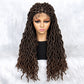 26Inches Lace Front Braided Wigs Synthetic Box Braided Wig Knotless Wig Long Curly Braided Wigs with Baby Hair for African Black Women Daily Use