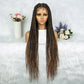 038 Long Braided Wigs with Baby Hair Full Lace Braided Wigs Synthetic Wig for Black Women Daily Wear