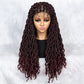 26Inches Lace Front Braided Wigs Synthetic Box Braided Wig Knotless Wig Long Curly Braided Wigs with Baby Hair for African Black Women Daily Use