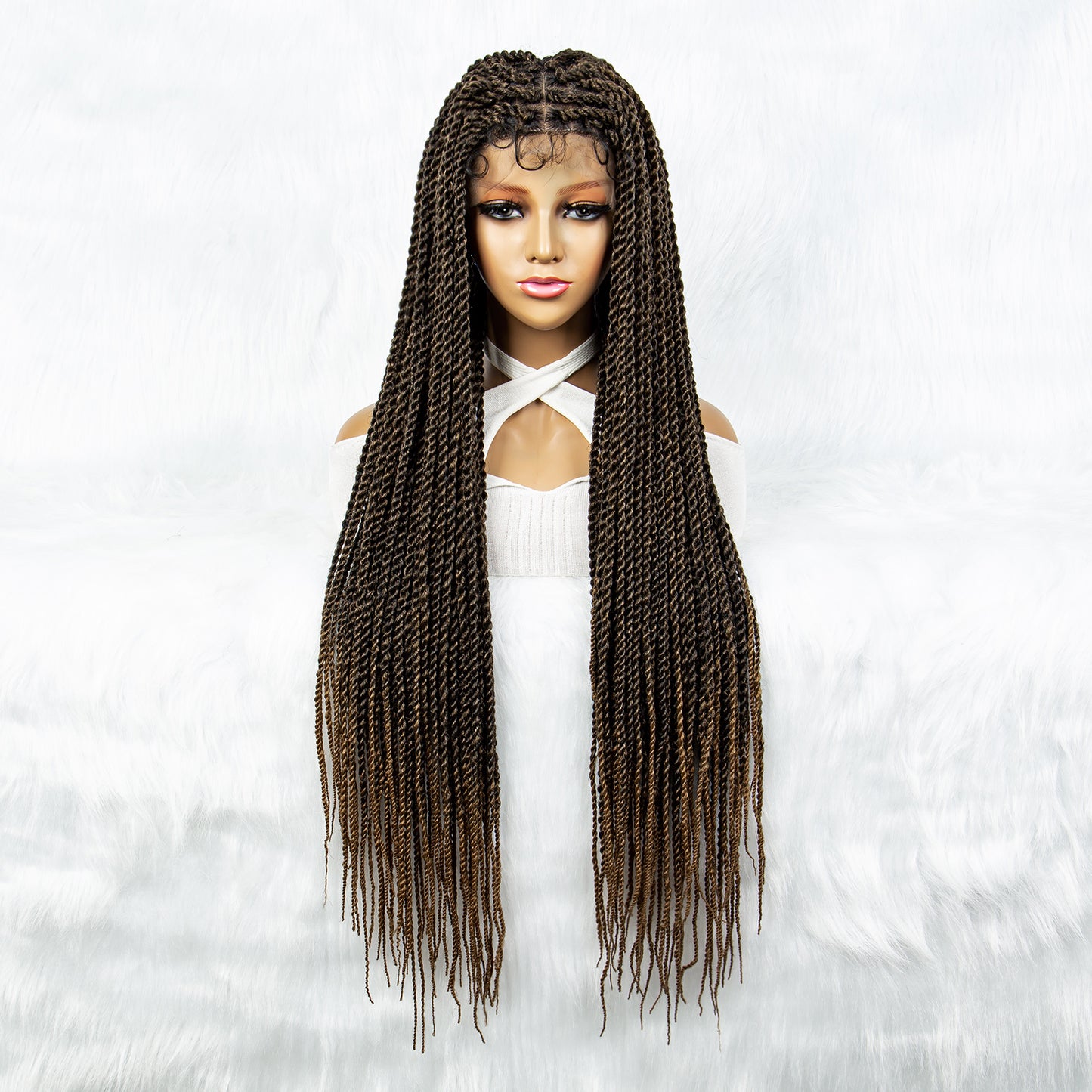 40Inches Full Lace Synthetic Wigs Long Synthetic Braided Wigs Box Braided Wigs Cornrow Wig for Black Women Long Braided Wig Fake Scalp Heat Resistant Fiber Micro Braided Wigs